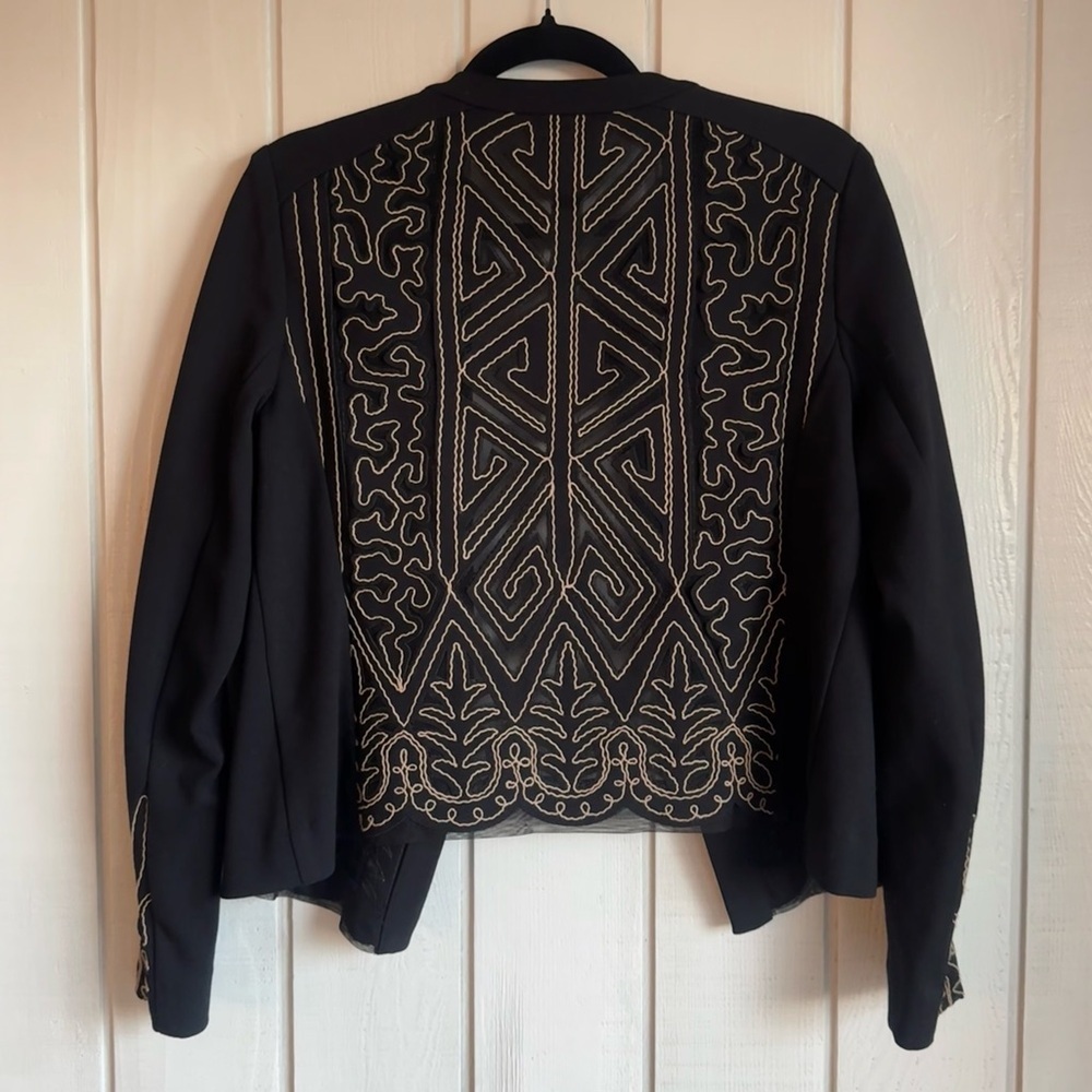 Nanette Lepore Embroidered Mesh-Back Jacket Size 8 - Picture 3 of 7